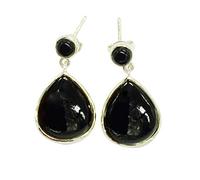 Orecchini a perno in onice nero con castone cabochon a pera rotonda in argento sterling fatti a mano da donna gioielli leggeri moda uso quotidiano elegante regalo classico design stile