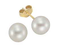 Orecchini a perno in oro 585 giallo con 2 perle d'acqua dolce 8-8,5 mm 14 car...