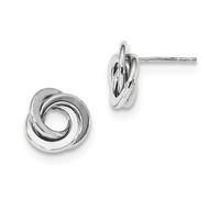 Orecchini A Perno In Oro Bianco 14K Con Design A Nodo D'Amore Lucido Regalo