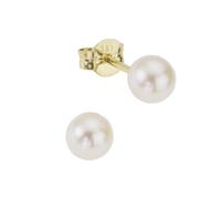 Orecchini a perno in oro giallo 585 con 2 perle d'acqua dolce 4-4,5 mm 14 car...
