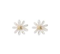 Orecchini a perno in resina bianca glitterata a forma di margherita, petali trasparenti floreali, per donne, per tutti i giorni, matrimoni, feste, gioielli regalo