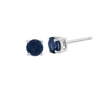 Orecchini A Perno In Zaffiro Blu Chiaro Rotondo Classico In Oro Bianco 9ct 3.5mm