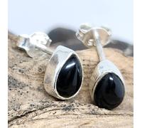 Orecchini a perno ossidiana nera a goccia in argento 925 con pietre preziose ...