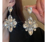 Orecchini a perno pendenti con cabochon grandi forma a rombo colore bianchi9.3cm