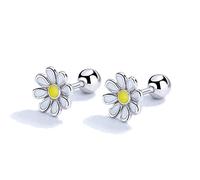 Orecchini a perno per cartilagine margherite 18g argento Sterling 925 fiore crisantemo elice trago chiusura vite piccolo piercing barbell