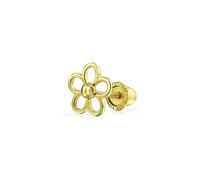 Bling Jewelry Orecchini A Perno Per Lobi D'Orecchio In Cartilagine Con Fiore Di Girasole Margherita In Oro Giallo Reale 14K Per Donne Adolescenti Con Chiusura A Vite Sicura Per Elica