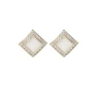 Orecchini a perno quadrati geometrici in argento Sterling S925 con conchiglia naturale per donne, tono oro, 1,9 x 1,9 cm, gioielli minimalisti per tutti i giorni