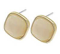 Orecchini a perno quadrati in argento da donna, cristallo opale bianco taglio cuscino, ipoallergenici per orecchie sensibili