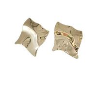 Orecchini a perno quadrati ondulati in oro da donna, con finitura a specchio martellata, gioielli geometrici minimalisti, per uso quotidiano e per feste