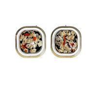 Orecchini a perno quadrati smaltati vintage da donna, placcati oro, geometrici, orecchini grossi e retrò, gioielli per abiti e uso quotidiano