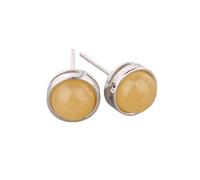 Orecchini a perno rotondi in argento con pietra di quarzo rosa, occhio di tigre e pietra di luna, da donna, 21. Topazio