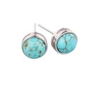 Orecchini a perno rotondi in argento con pietra di quarzo rosa occhio di tigre e pietra di luna, da donna, 19. Turchese