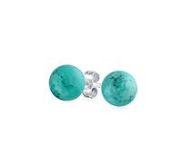 Orecchini A Perno Rotondi In Turchese Stabilizzato Con Pietra Preziosa Semplice Per Donne In Argento Sterling .925 6MM