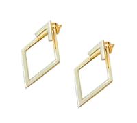 Orecchini a perno semplici ed eleganti, eleganti con doppio diamante, perfetti per il lavoro o per abiti informali, regalo per le donne, Taglia unica, come descritto