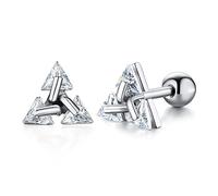 Orecchini a perno triangolari geometrici unisex, in acciaio inossidabile, minimalisti, con zirconi, per uomini e donne, 1, Acciaio inossidabile, Zirconia cubica