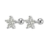 Orecchini a perno unici e alla moda, a forma di fiore, con zirconia cubica, in acciaio inox, ideali come regalo per le vacanze, feste di famiglia, matrimoni, acciaio inox, Zirconie sintetico