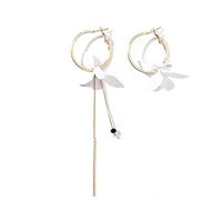 Orecchini a Petalo Asimmetrico Temperamento Orecchini a Cerchio con Nappa a Cerchio Lungo Geometrico di personalità Elegante, Bianco Convenient Handled