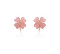 Orecchini a quadrifoglio a forma di quadrifoglio, eleganti orecchini con perno in argento 925 e pietra occhio di gatto, portafortuna di San Patrizio per donna, regalo delicato per festa irlandese