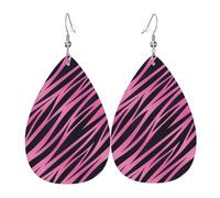 Orecchini a righe con stampa zebrata rosa nera per donne, orecchini in pelle a goccia alla moda per le donne alla moda, orecchini a goccia colorati