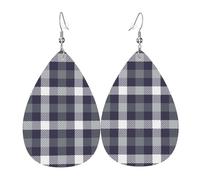 Orecchini a scacchi a righe grigie bianche da donna, colorati a forma di goccia in pelle per donna, alla moda, orecchini a goccia, gioielli