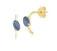 Orecchini A Mezza Hoops Ovali Triplet In Opale Classico In Oro Giallo 9ct