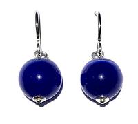 ORECCHINI A SFERA BLU SINTETICA CIONDOLO ARGENTO Sterling 925/1000, 0,9 MM, Argento sterling, BLU SINTETICA