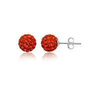 Orecchini a sfera con brillantini, in argento sterling, misura 8 mm, da donna, argento, colore: Orange Hyacinth, cod. 8MM-UNW0515BTA-DBSTUD-OH-EAR