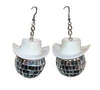 Orecchini a sfera da discoteca da cowboy occidentale, in argento 60 o 70, Taglia unica, come descritto
