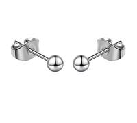 Orecchini a sfera in titanio, ipoallergenici, per donne e uomini, orecchie sensibili, colore nero, 3 mm, 4 mm, 5 mm, retro in titanio, 3mm/4mm/5mm, Titanio, Non pietra preziosa