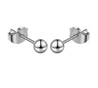 Orecchini a sfera in titanio, ipoallergenici, per donne e uomini, orecchie sensibili, colore nero, 3 mm, 4 mm, 5 mm, retro in titanio, 3mm/4mm/5mm, Titanio, Non pietra preziosa