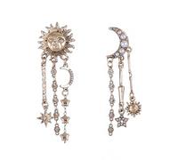 Orecchini A Sistema Solare Donna, Orecchini A Perno Stella Sun Moon, Orecchini Geometrici Celestial Planet, Oro-Tono In Lega Di Zinco Gioielli Boho Chic (7,2x2,4 Cm)