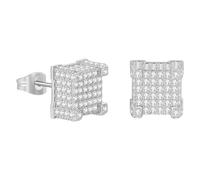 Orecchini a spirale in argento 925 placcato 5 Cubic Zirconia Cluster Round Screw On Stud Piccoli orecchini a cerchio per, Taglia unica, Metallo, Nessuna pietra preziosa