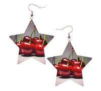 Orecchini a stella in pelle bianca alla moda per le donne - Ciliegie cilene stampa gioielli pendenti, bomboniere, semplici ciondoli a cerchio, One Size, Pelle, Nessuna pietra preziosa