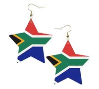 Orecchini a stella in pelle bianca alla moda per le donne - Gioielli pendenti con bandiera del Sud Africa, bomboniere, semplici ciondoli a cerchio, One Size, Pelle, Nessuna pietra preziosa