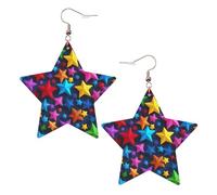 Orecchini a stella in pelle bianca alla moda per le donne - Gioielli pendenti con stampa di stelle di colore leggero, bomboniere e decorazioni, Misura unica, Pelle