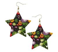 Orecchini a stella in pelle bianca alla moda per le donne - Introduzione leggera di vari gioielli pendenti con stampa di verdure, bomboniere e decorazioni, Misura unica, Pelle