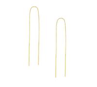 Orecchini A Threader In Catena A Barrette Sottile In Oro Giallo 14k Reale