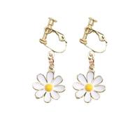Orecchini a tre fori a forma di floreale, alla moda, con borchie metalliche, Misura unica, Metallo, Nessuna pietra preziosa