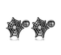 Orecchini A Vite A Forma Di Ragnatela Di Halloween Neri Per Bambini In Argento Sterling 925 Per Gioielli Raffinati Per Ragazze Della Figlia