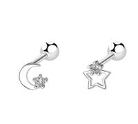 Orecchini a vite con luna e stella da donna, orecchini delitti minimalisti in rame argento, accessori per appuntamenti giornalieri, regalo per compleanno/San Valentino per fidanzata