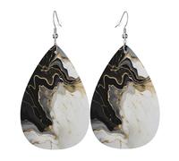Orecchini Abstract Marble Black Simple Stampa Orecchini In Pelle Confortevoli Waterdrop Di Orecchino Di Cuoio Per Bambina Decorazioni Festa