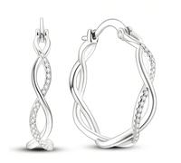 Orecchini ad Anello Infinito In Zirconia Cubica, Ipoallergenici Per Le Donne, Classici E Alla Moda, Adatti Per L'Uso Quotidiano E Come Regalo Di Compleanno Argento 925