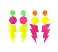 Orecchini al neon da donna anni '80 retrò in acrilico, 2 paia, Orecchini Da Donna In Stile Vintage, Anallergici Piercing Orecchio, per feste a tema, feste in maschera, Donne E Ragazze