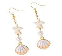 Orecchini alla moda a forma di vita marina con conchiglie metalliche, comodi gioielli per le orecchie per ragazze e donne, fatti a mano in Boemia Conchiglia, Misura unica, come descritto, come