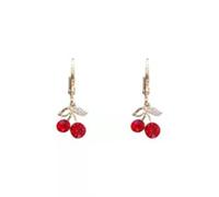 Orecchini alla moda ciliegia rosso con un tocco leggero e lussuoso, versatili e alla moda per le donne, all'ingrosso per il Capodanno