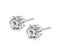 Orecchini alla moda con zirconia cubica con montatura a griffe, in metallo, anallergici, comodi da indossare per le donne, accessori per feste, orecchini con pietre preziose in lega, Misura unica