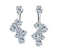 Orecchini alla moda con zirconia cubica con montatura a griffe, in metallo, anallergici, comodi da indossare per le donne, accessori per feste, orecchini con pietre preziose in lega, Misura unica