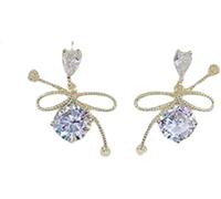 Orecchini alla Moda da Donna Orecchini Lunghi con zirconi con Fiocco Orecchini a Bottone con Vento Freddo Super Fairy Net Red Niches Attractive Processing