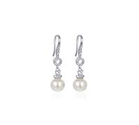 Orecchini alla moda in argento Sterling, orecchini pendenti da donna con perle e pavé di zirconi a forma di amo da pesce, regalo 31,2 x 8 mm