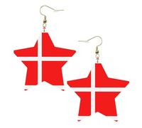 Orecchini alla moda in pelle a forma di stella, perfetti per decorazioni per feste o regali. Bandiera Danese bianca, One Size, PVC Rame Argento, Nessuna pietra preziosa